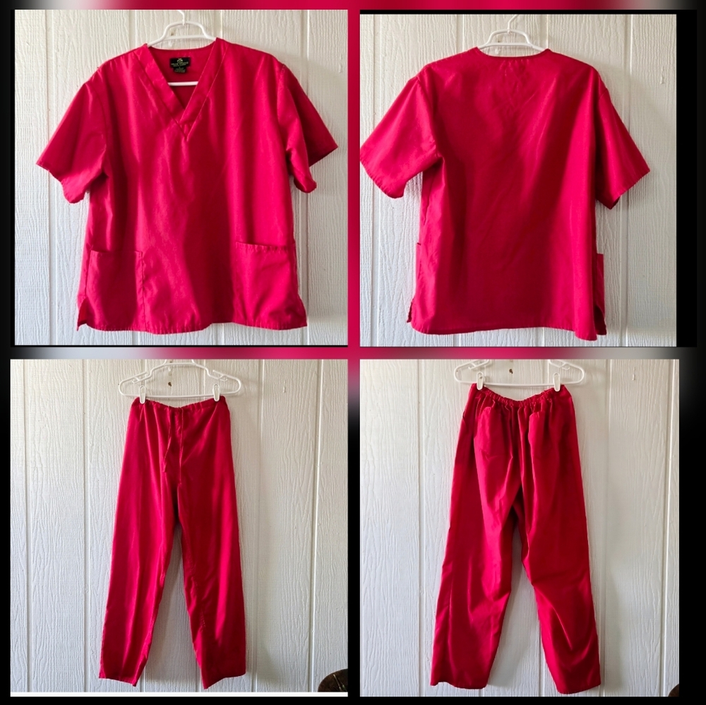 NATURAL UNIFORMS Natural Comfort Medical Hospital Scrub Set Red Small